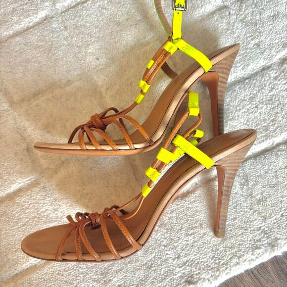 COACH Lana Leather Strappy Heel Sandal Yellow size 7.5 - Picture 4 of 5